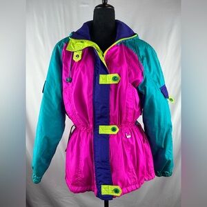 Vintage 80’s FERA Skiwear Multi Color Puffer Coat